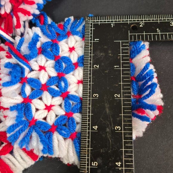 Set (8) VTG Handmade Red White Blue Crochet Coaster Trivet 5" Patriotic Hot Pads - Picture 7 of 8